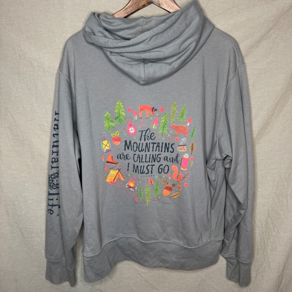 Natural Life Gray The Mountains Are Calling Graphic Hoodie Sweatshirt Small